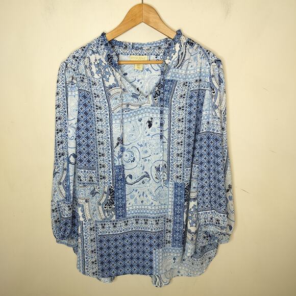 Cynthia Rowley Patchwork Floral Top Boho Tasseled Blouse - Picture 1 of 7